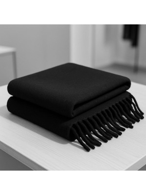 Yumuşak Dokulu Siyah Kadın Şal Atkı