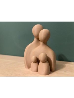 TSC Sanatsal Doğal Aile Figürü – Hediyelik Minimal 13 cm Masa Süsü