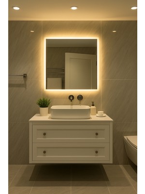 Digital Hayat Kare LED Aydınlatmalı Ayna – Dekoratif Duvar, Banyo, Makyaj ve Oda Kullanımı (50–80 Cm)
