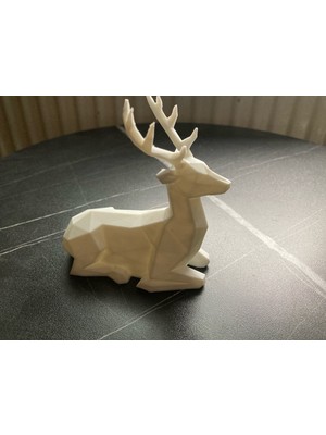 TSC Beyaz Mini Modern Natural Geyik Heykeli Hediyelik Ev ve Ofis Için 13 cm Dekoratif