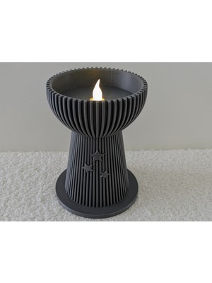 TSC Hediyelik Dekoratif LED Mumluk 15 cm Doğal Malzemeli Modern Ev Ofis Masaüstü Aksesuarı