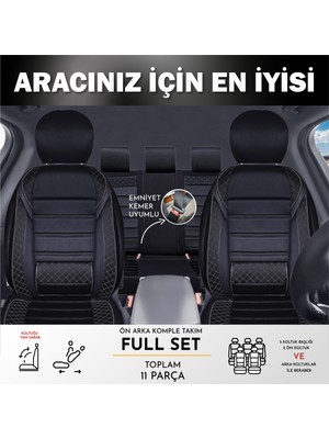 AG Store Tata Telcoline Uyumlu Yarı Deri Oto Koltuk Kılıfı 5 Li Set Alta Siyah