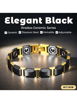 Aradoo Tiens Manyetik Enerji Bilekliği – Titanyum Çelik, Seramik Detaylı, Sağlık & Şans Denge Bilekliği