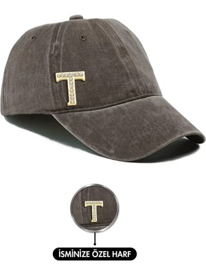 Değirmen Grup Isme Özel Yıkamalı Kep Şapka - AB01010 - Kahverengi
