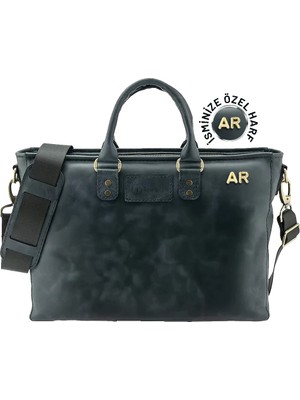 Değirmen Grup Isme Özel Günlük Kullanım El Omuz Evrak Laptop Çantası - %100 Deri - AC09004 - Lacivert