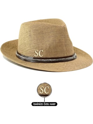 Değirmen Grup Isme Özel Hasır Fötr Şapka - AB01006 - Camel