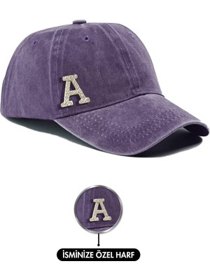 Değirmen Grup Isme Özel Yıkamalı Kep Şapka - AB01010 - Mor