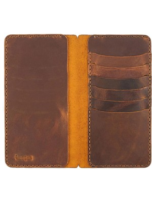 Değirmen Grup Isme Özel Dikey Uzun Cüzdan - %100 Crazy Deri - A010003 - Taba
