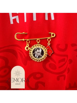 Zemora Jewelry Atatürk Portreli Yaka Broşu Anı Çengeli - Hatıra Iğnesi