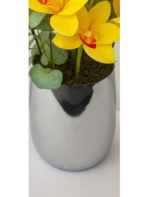 Furya Çiçekçilik Sarı Elegance Krom Vazolu Aranjman