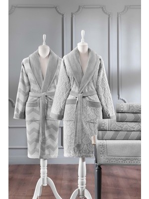 Özdilek Pamuklu 7 Parça Aile Bornoz Seti-Tappeto Antrasit Gri