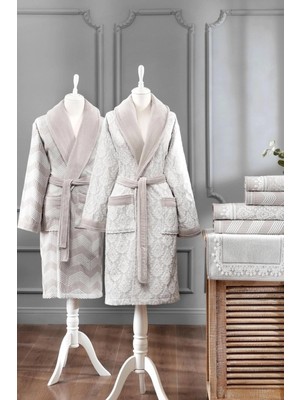 Özdilek Pamuklu 7 Parça Aile Bornoz Seti-Tappeto Krem-Krem