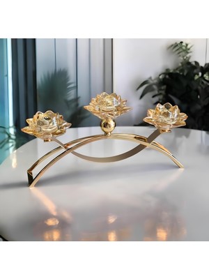 CITY gold Gold Lotus Şamdan 42x20 Cm