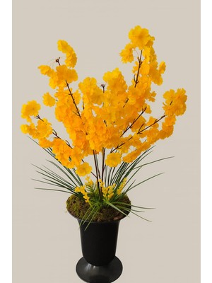Furya Çiçekçilik Golden Sakura Black Vase – Sarı (Büyük Boy)
