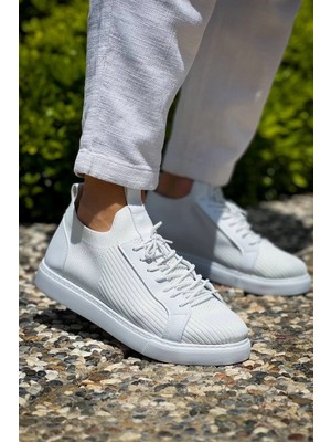 KB-112   Kuback Beyaz Triko Bağcıklı  Günlük Erkek  Ayakkabı