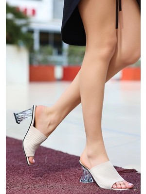 Evra Ten Triko Topuklu Terlik