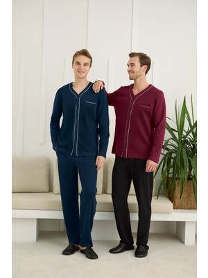 Nightlove Erkek Ceketli Uzun Kollu Pijama Takımı