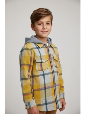 Gala Stil Gala Kapuşonlu  Ekoseli Oduncu Çocuk Gömleği