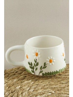 Marsilyan Papatya Desenli Seramik Kupa