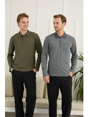 Nightlove Erkek Polo Yaka Uzun Kollu Battal Takım