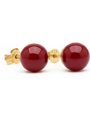 925 Ayar Gümüş Gold Kaplama 6 mm Mercan Taşlı Minimal Küpe – Bymissmücevherat’ın Mercan Hikâyesi