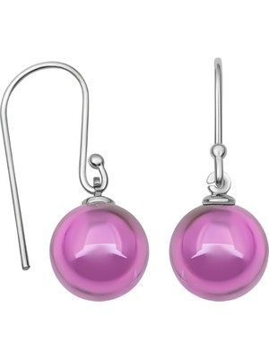 BymissMücevherat 925 Ayar Gümüş Kancalı Pembe Zirkon Taşlı Küpe | 10 mm