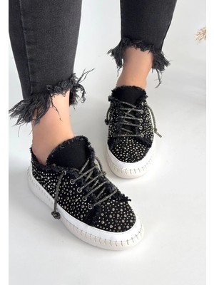 Guji Siyah Kot Bağcıklı Spor Ayakkabı