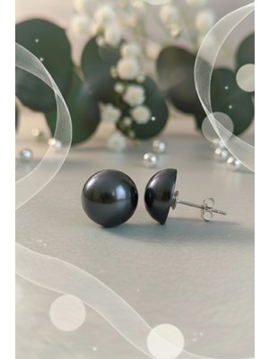 BymissMücevherat 12 mm Tahiti Inci Küpe – 925 Ayar Gümüş Büyük Inci Küpe |