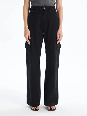 Kargo Cep Jeans Pantolon Siyah
