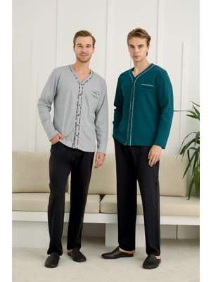 Nightlove Erkek Ceketli Uzun Kollu Pijama Takımı