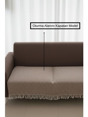 Senpai Naturalux Pamuklu Bohem Koltuk Oturma Yerini Kapatan Çekyat Berjer Örtüsü Şalı | 100X210 Kahverengi