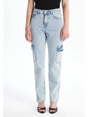 Kargo Cep Kar Yıkama Jeans Pantolon