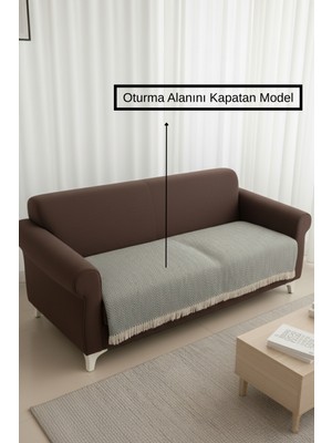 Senpai Naturalux Pamuklu Bohem Koltuk Oturma Yerini Kapatan Çekyat Berjer Örtüsü Şalı | 100X210 Siyah Beyaz