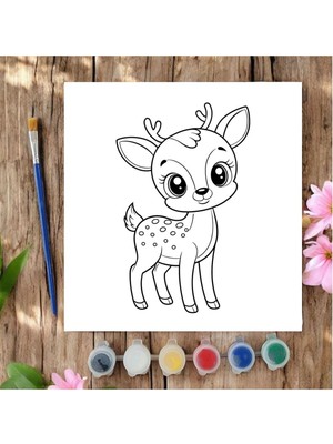 Chve Design 20X20 Tuval Boyama Seti Etkinlik Yavru Ceylan Yılbaşı Boyama Seti