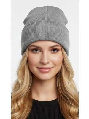 Gigi Giyim Düz Basic Soft Dokulu Unisex Katlamalı Bere