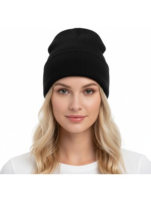 Gigi Giyim Düz Basic Soft Dokulu Unisex Katlamalı Bere