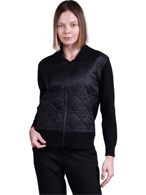Vedi Sempre Minimalist Kapşonlu Kadın Kazak - Uzun Kol, Kapitone Detay