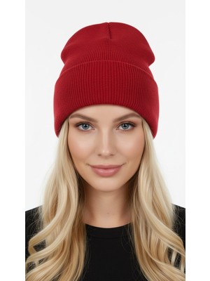 Gigi Giyim Düz Basic Soft Dokulu Unisex Katlamalı Bere