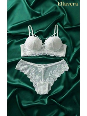 Fabony Ellavera 4210 Çapraz Ip Detaylı Dantelli Bralet Takım Ekru