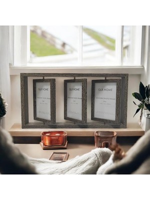 Skygo 3 Lü Resim Çerçevesi 3 Ila 6 Fotoğraf 360 Derece Döner Fotoğraf Çerçevesi 40*21 cm