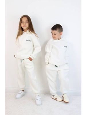 İnebolu Kids Nakışlı Kapüşonlu 3 Iplik Şardonlu Owersize Garson Kız Erkek Unisex Tarz Sweat Eşofman Takım