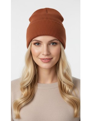 Gigi Giyim Düz Basic Soft Dokulu Unisex Katlamalı Bere
