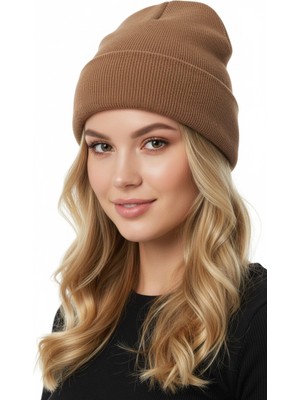 Gigi Giyim Düz Basic Soft Dokulu Unisex Katlamalı Bere