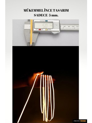 Oem Cob Şerit LED Ultra Ince 5 mm Kalınlık Neon Gibi Yanar / 3000K Günışığı