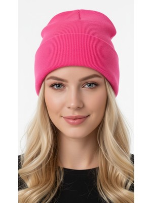 Gigi Giyim Düz Basic Soft Dokulu Unisex Katlamalı Bere