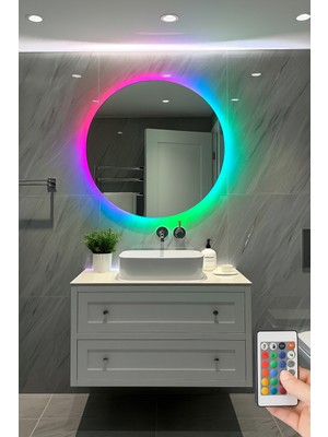 Digital Hayat Yuvarlak Rgb LED Işıklı Ayna – Dekoratif, Banyo ve Makyaj Için Sınırsız Renk (50–80 Cm)