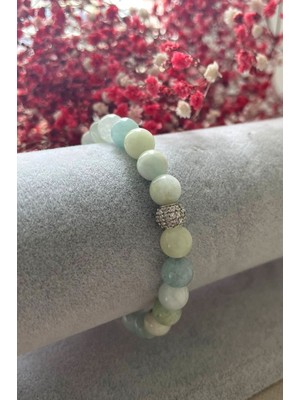 Crazy Takı Tasarım 8 mm Akuamarin Doğaltaş Bileklik