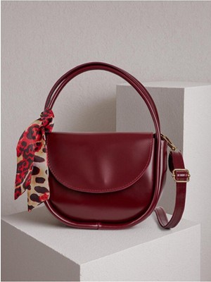 Rivina Kadın Fularlı Premium Kalite El Kol ve Omuz Çantası Bordo