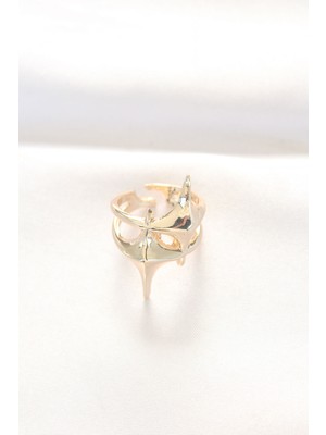 Yıldız Model Gold Renk Ayarlanabilir Yüzük - Lisinya