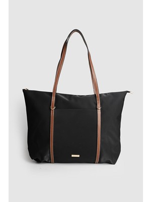 Rivina Lore Ön Cep Detaylı Tote Model Saten Büyük Boy El Kol ve Omuz Çantası